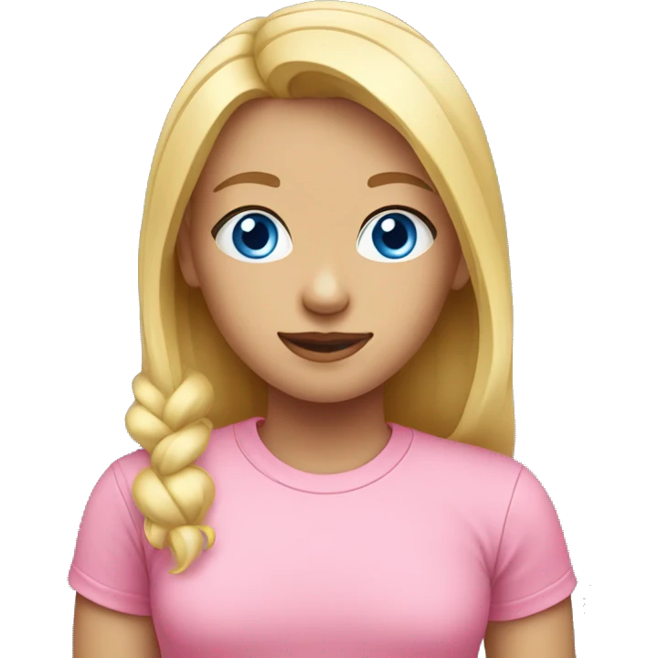 girl with blond hair and blue eyes wearing pink t-shirt emoji