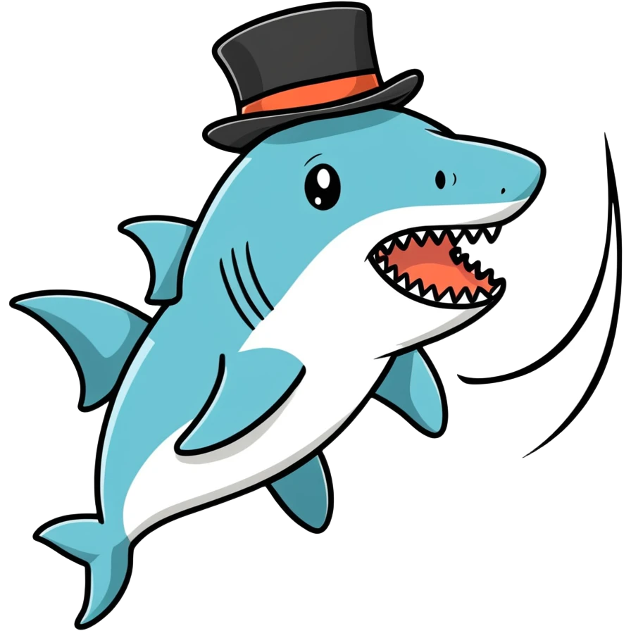 Shark with a top hat emoji