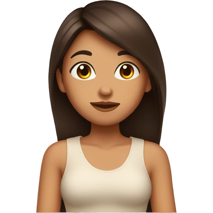 tan girl with straight dark brown hair blowing kiss emoji