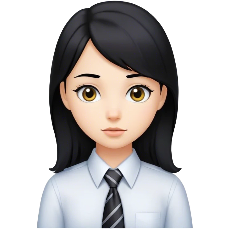 ragazza bianca con capelli neri e cravatta emoji