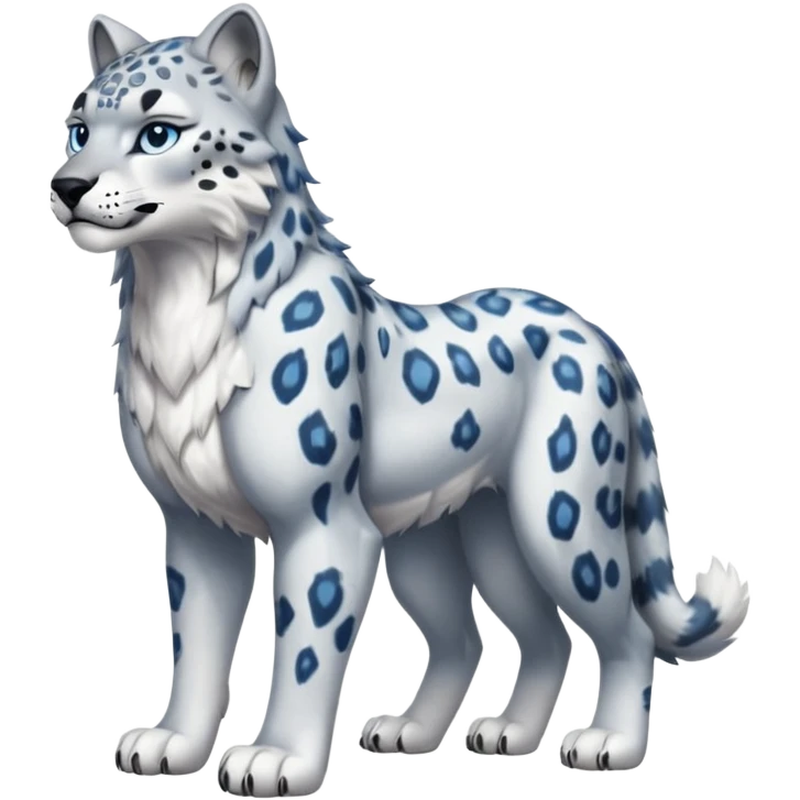 "Schnolf"-Snow-leopard-wolf-hybrid-fusion-animal-creature, full body emoji