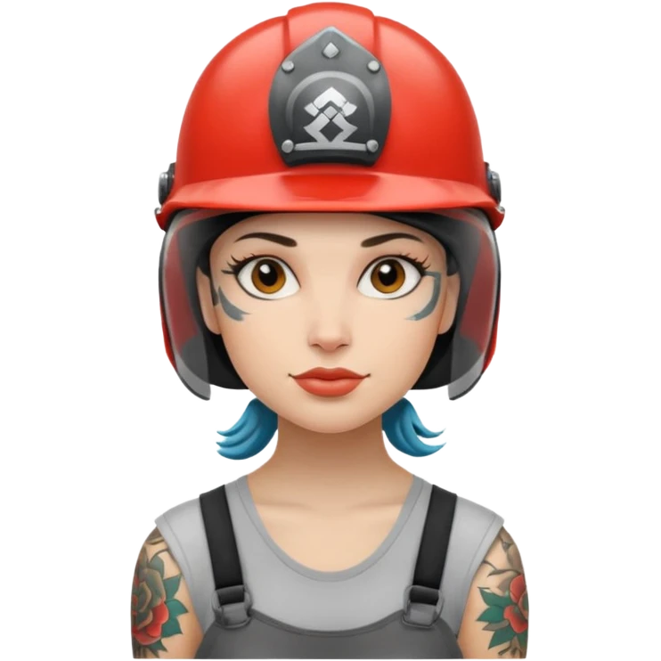 tattooed woman in helmets emoji