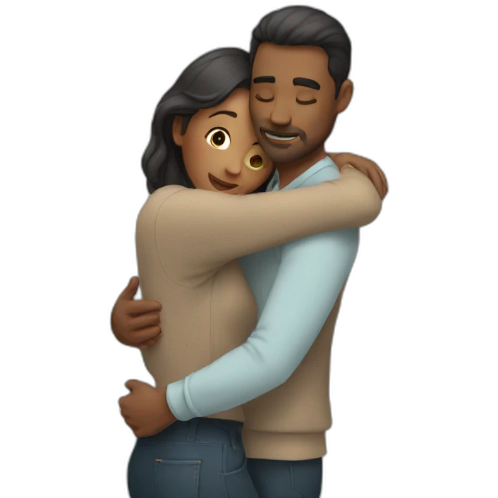 woman hugging man emoji