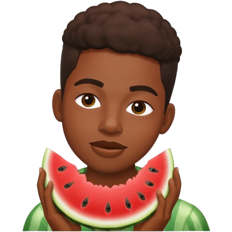 Black person eating watermelon emoji