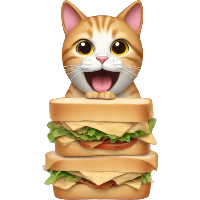 Cat is eating sandwich emoji