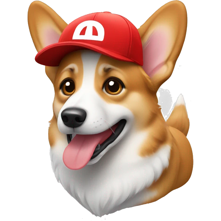a corgi dog using red cap emoji