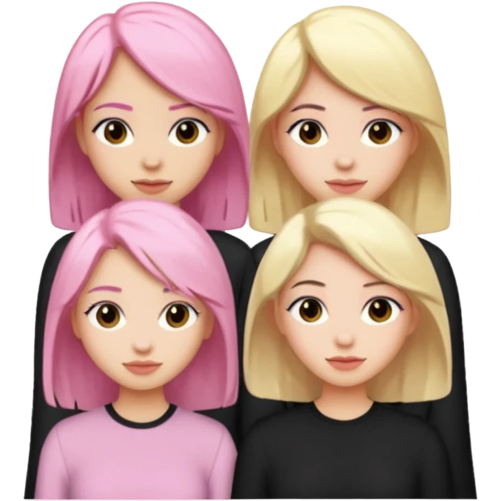 Girlfriend emoji - 5 white girlfriends, 1 with pale pink hair, 2 with black hair, 1 with medium blonde hair  emoji
