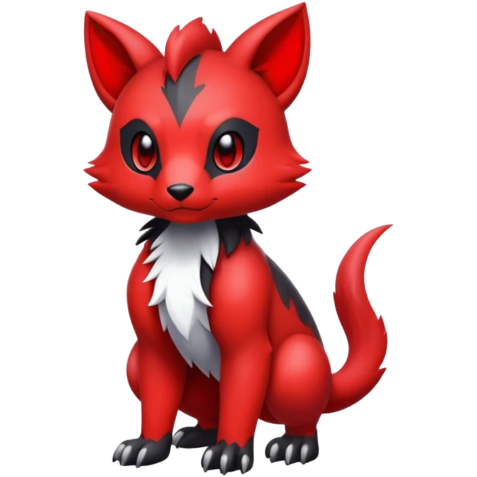 Cute cool black red animal hybrid Fakemon full body emoji