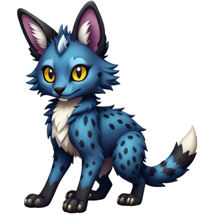 Epic Cute Dark Sergal-Serval-Vernid full body emoji
