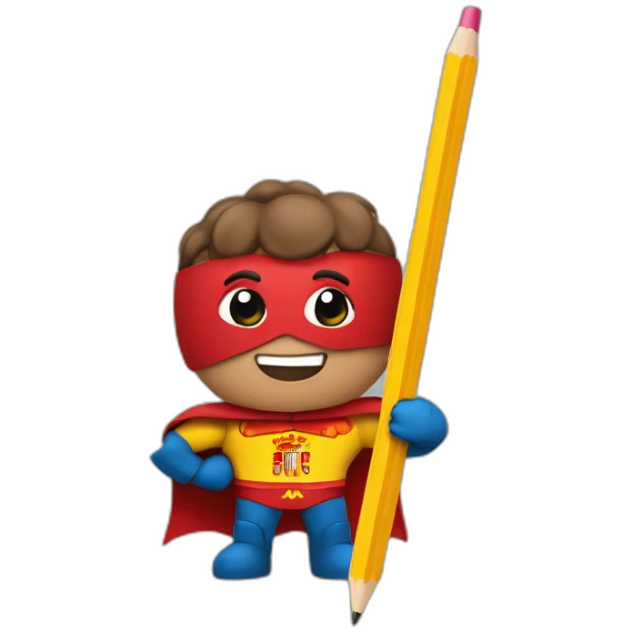 superhero pencil wearing a spain flag emoji
