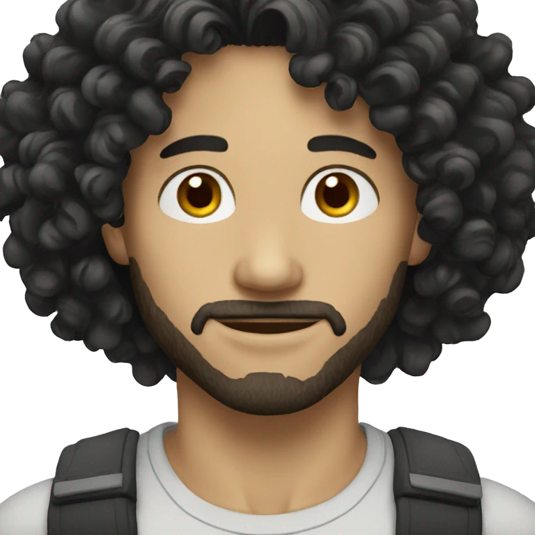 white skin man with long black curly hair  emoji