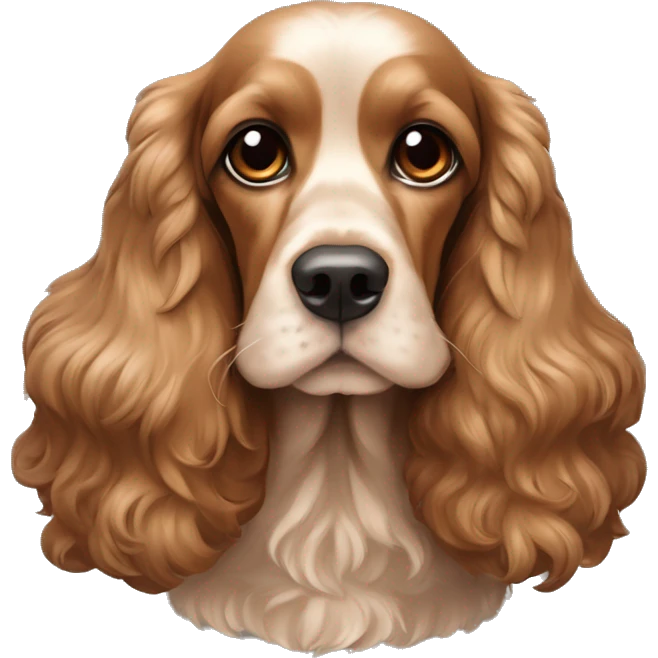 perrita mestiza de cocker spaniel color café completa, sin manchas de ningún tipo. Las orejas no son largas, su pelaje es largo, lacio y es un poco gordita emoji