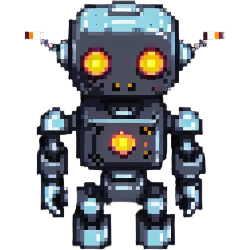 Tiny robot with glowing eyes emoji
