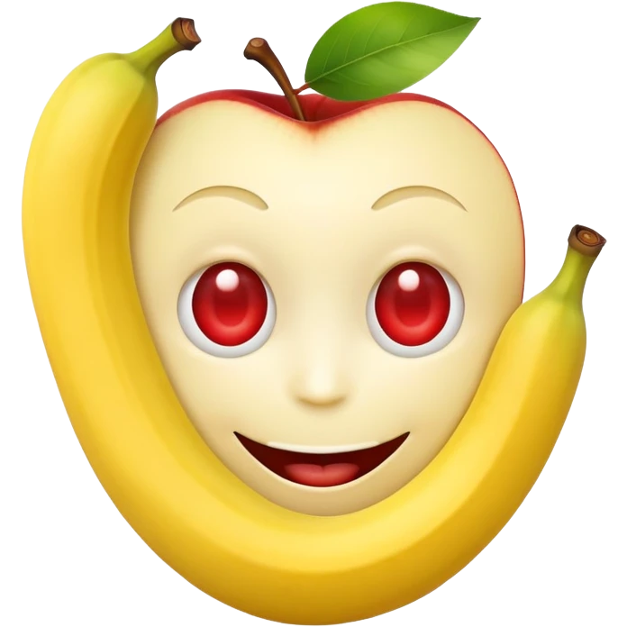 happy face with apples for eyes and banana for mouth emoji