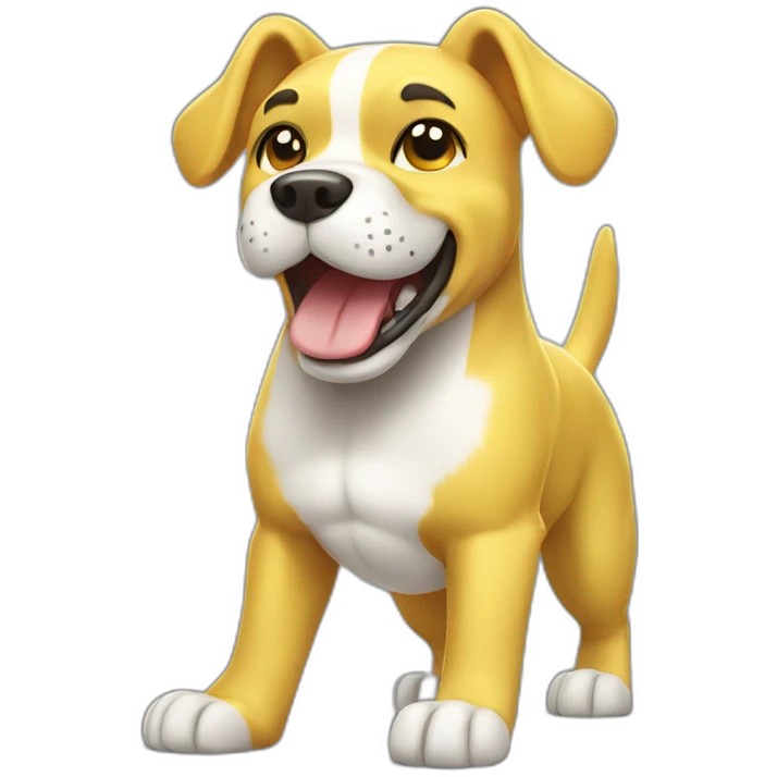 yellow and white dog with muscles and thumbs up showing the whole body emoji