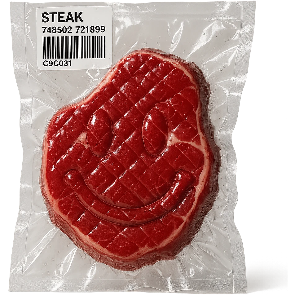 diamond-textured meat steak, shiny and inflated, no background emoji