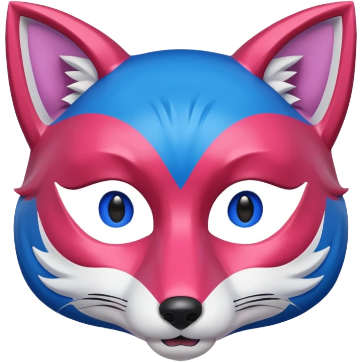 Red, blue and pink fox mask emoji
