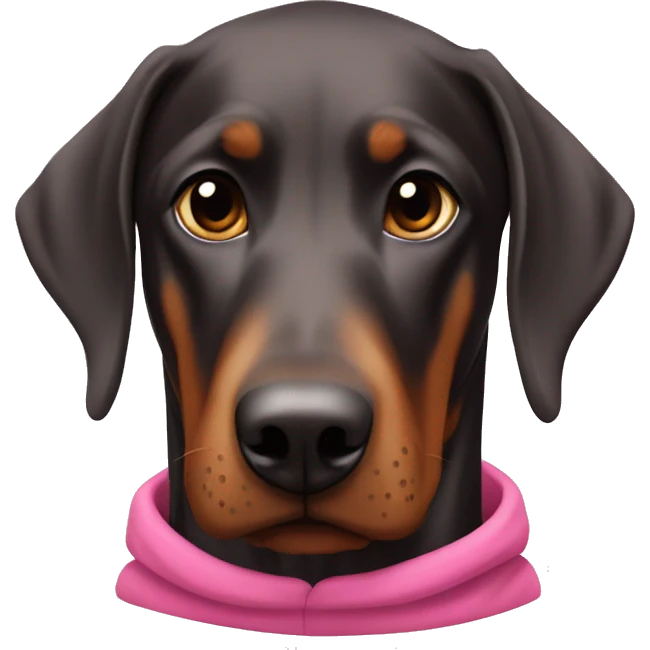 Doberman with pink hoodie emoji