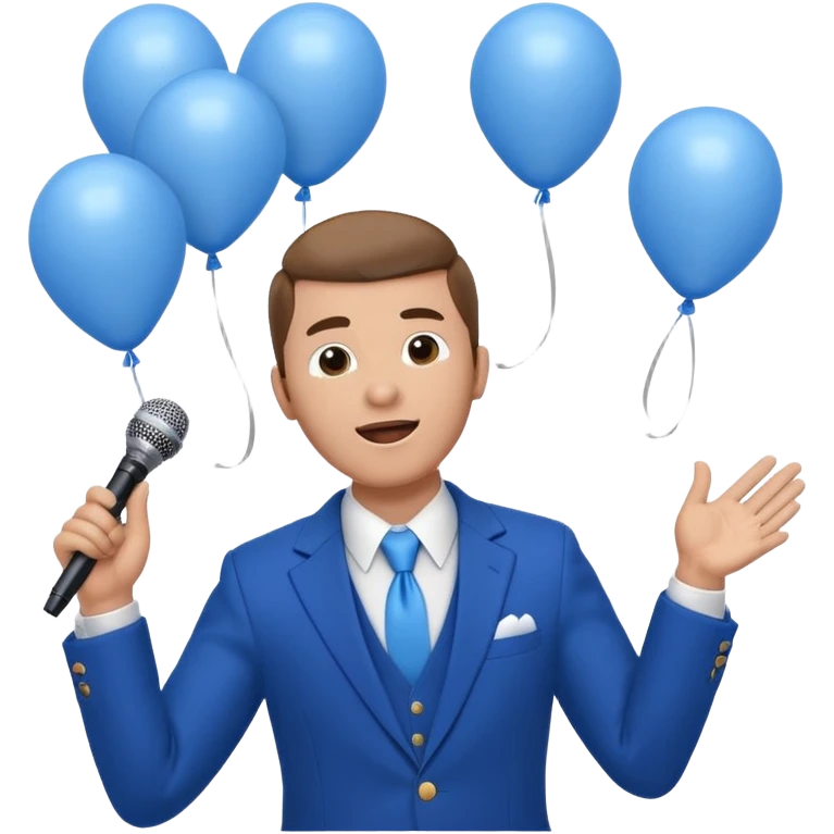Stud singing 1,2,3 release em with white and blue balloons flying overhead emoji like with mic in hand  emoji