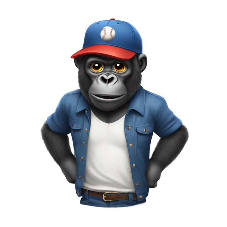 Gorilla wearing a baseball cap emoji