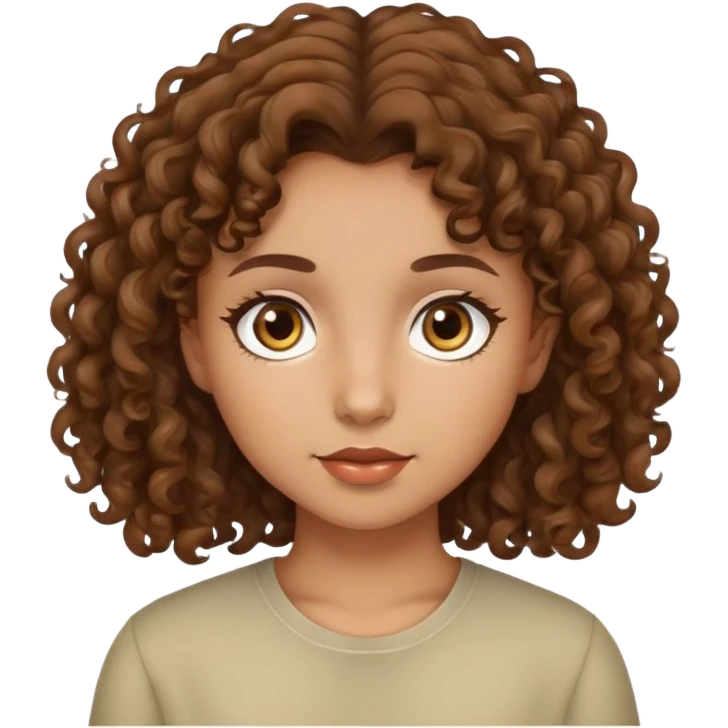 Girl with light olive skin with brown curly hair and light brown eyes  emoji