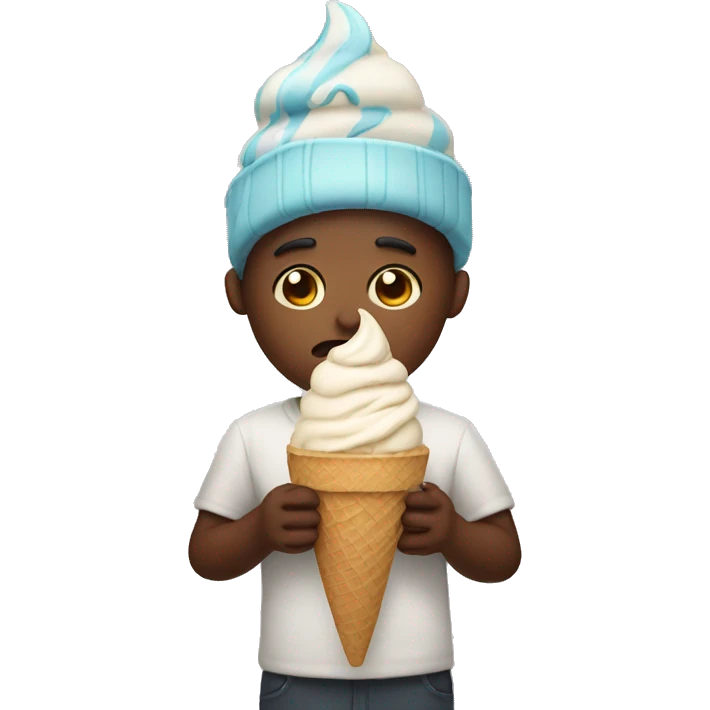 Human sad with ice cream emoji