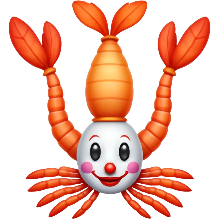 Shrimp upside down as a clown emoji