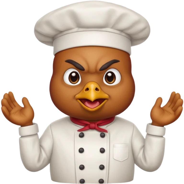 Ahora como una gallina con ropa de chef enojada emoji