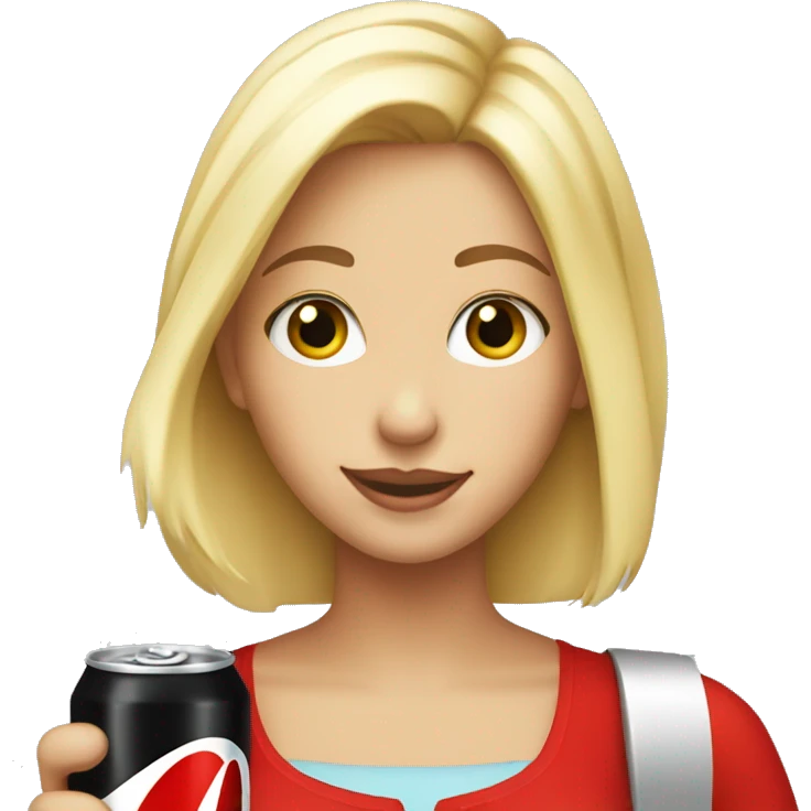 Blonde girl holding a Coke Zero can emoji