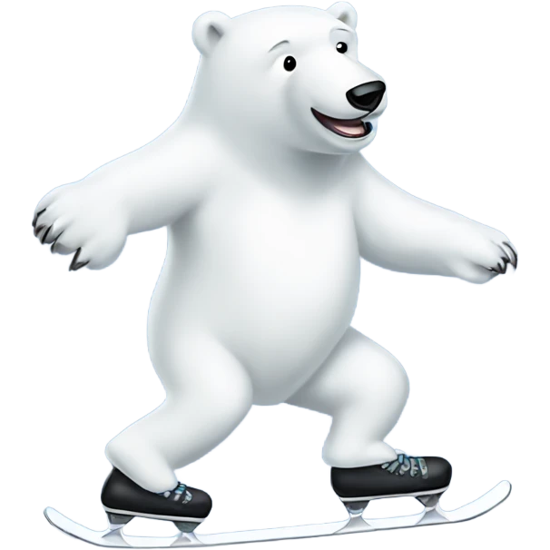 Polar bear ice skating  emoji