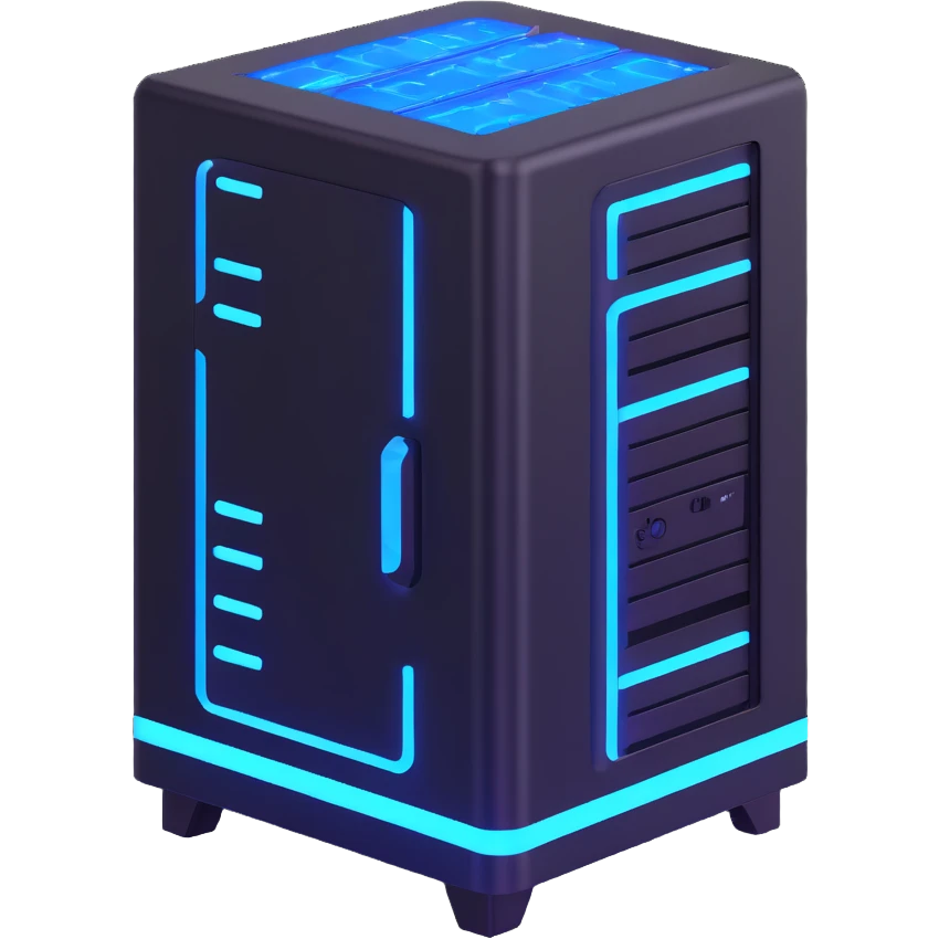 server PC with neon blue glowing components emoji