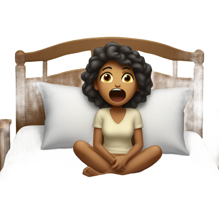 Bed with girl waking up emoji