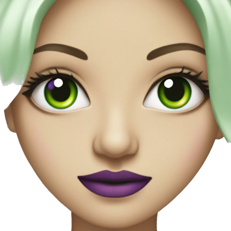 green eye with mascara and eyeliner and purple eyeshaddow emoji