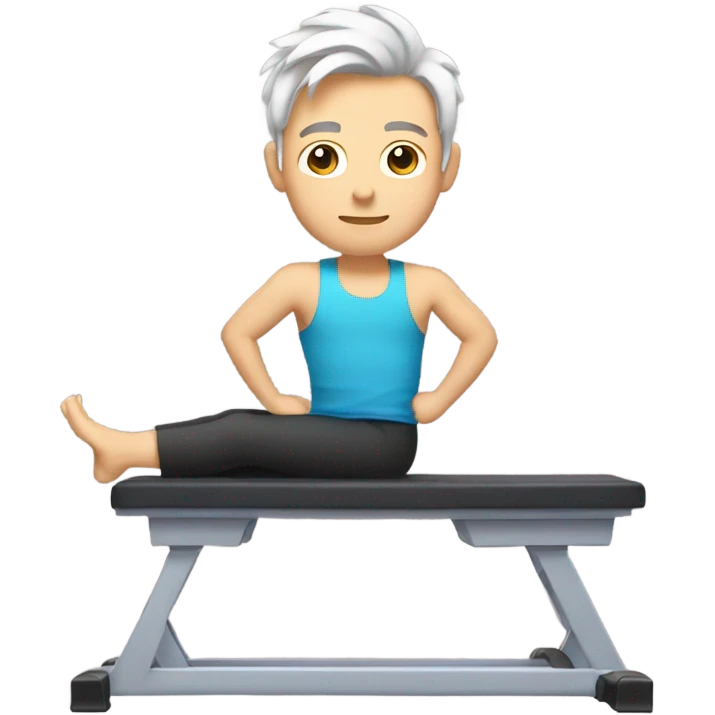 White brown hair no beard young male doing pilates emoji