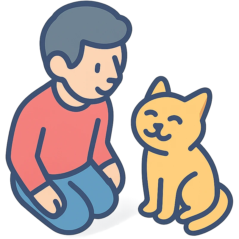 мужчина видит что кошка счастлива emoji