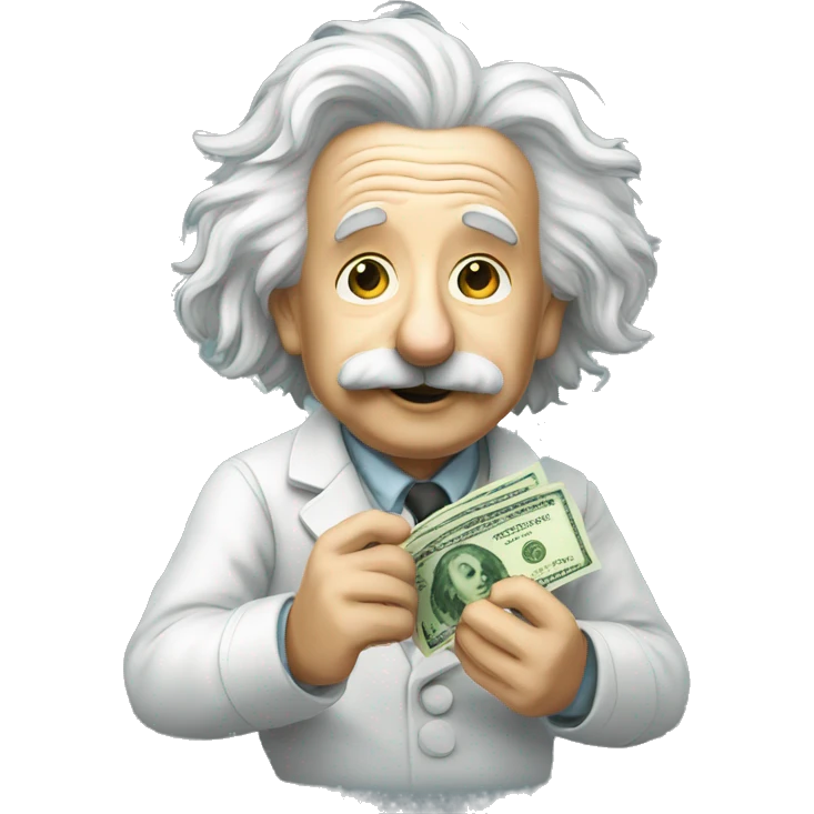 Albert Einstein holding money in his hand emoji