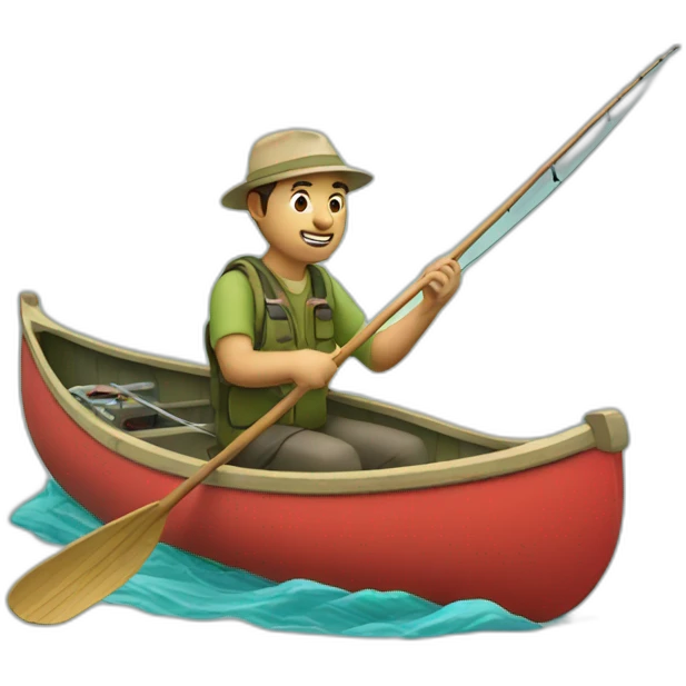 man fishing in a canoe emoji