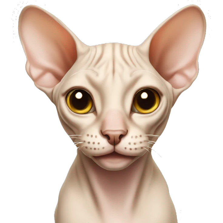 A very smiling beige sphynx cat emoji