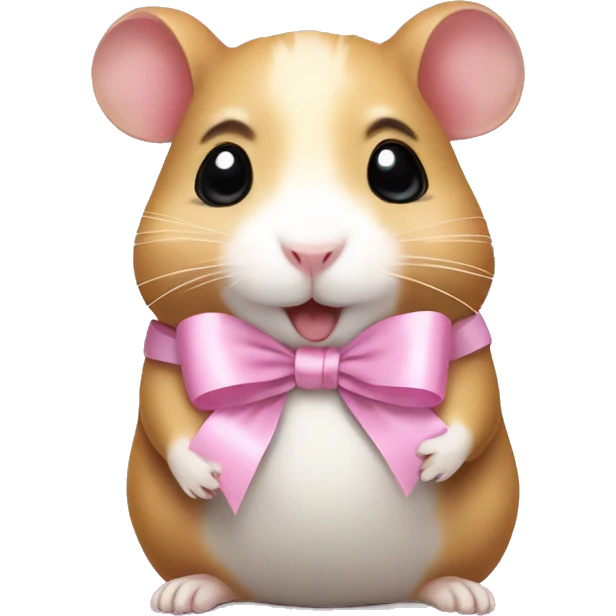full body hamster with light pink ribbon bow emoji
