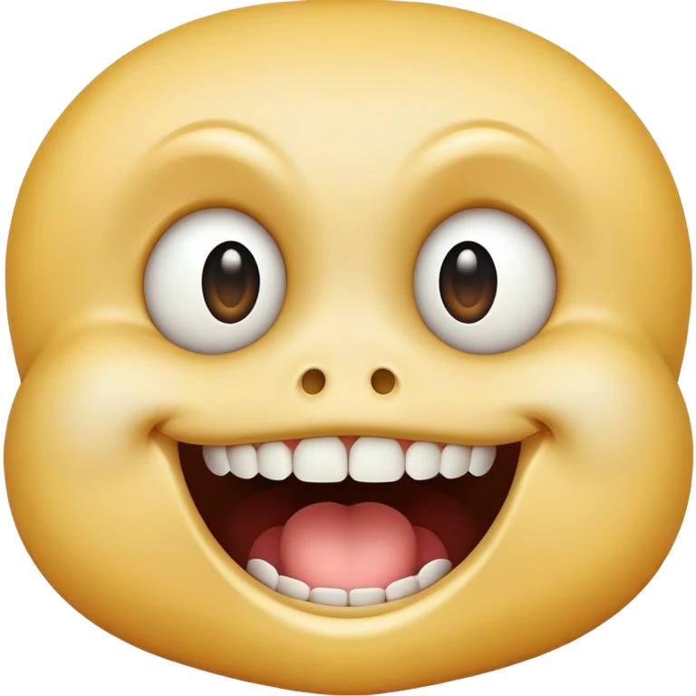 A smiley face but with buck teeth and scared eyes emoji