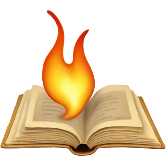 Open book with a flame on top emoji