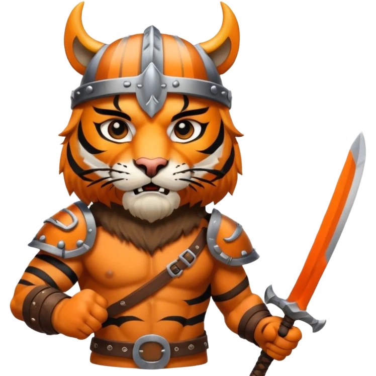 tiger with viking helmet and sword emoji