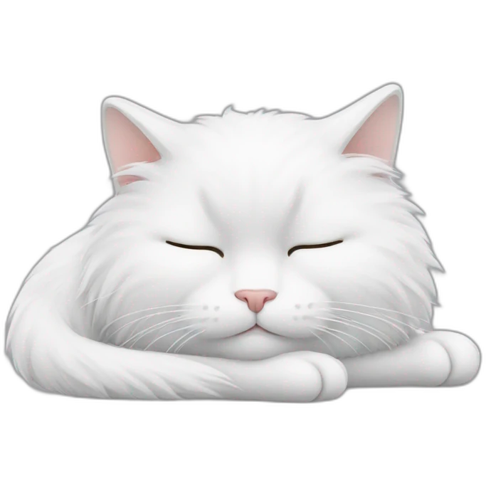 white fuzzy cat sleeping emoji