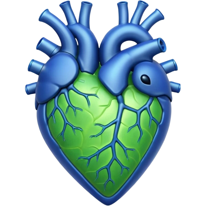 Blue ameba heart green photosynthesis cells alien heart emoji