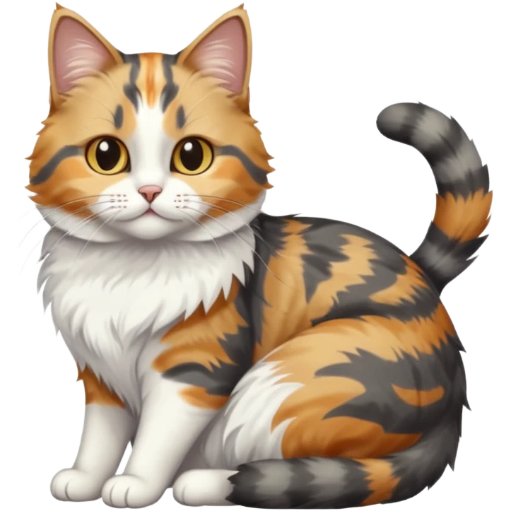 full body colourful light patched calico + white tabby cat cuddling a bigger cat that is dark grey and white tabby cat  emoji