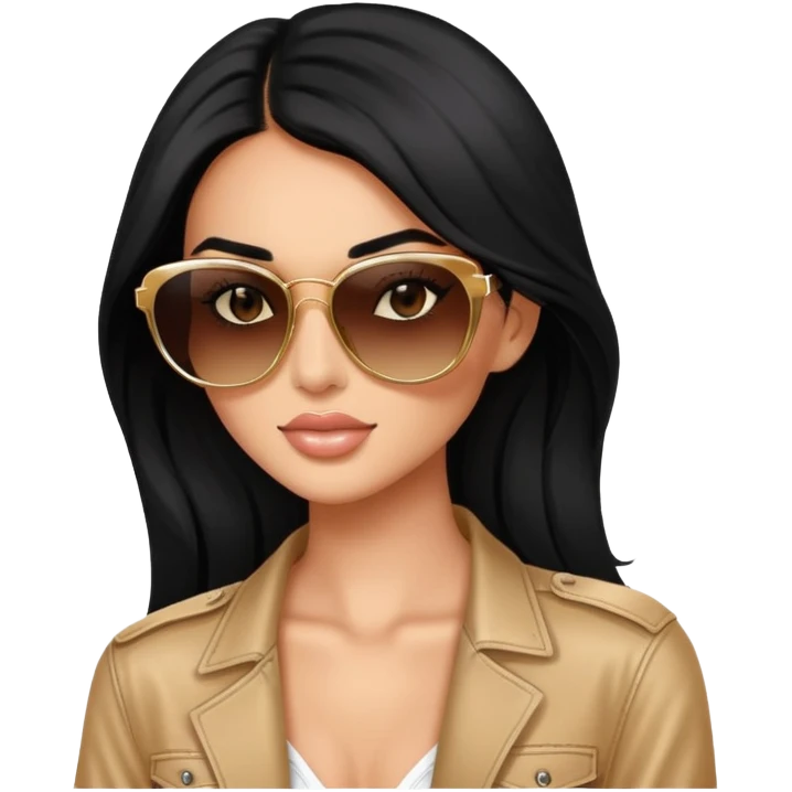 Photo of Victoria secret model, black hair posing with sunglasses  emoji