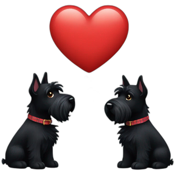 Two black Scottish terrier kissing emoji