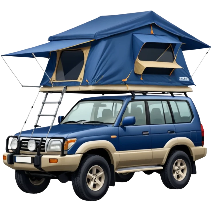1998 landcruiser prado dark blue with roof top tent emoji