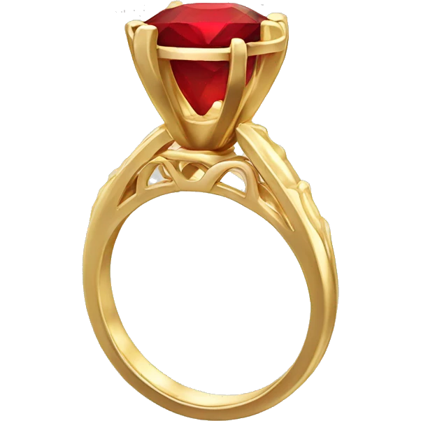Gold engagement ring red stone emoji