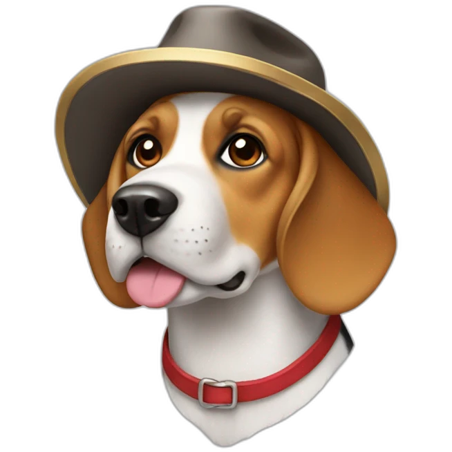 Dog beagle with a hat emoji